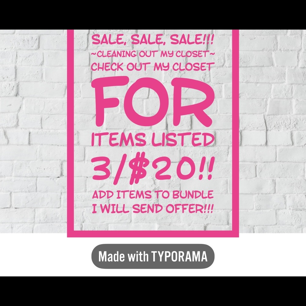 SALE!  ITEMS LISTED AS 3/$20
